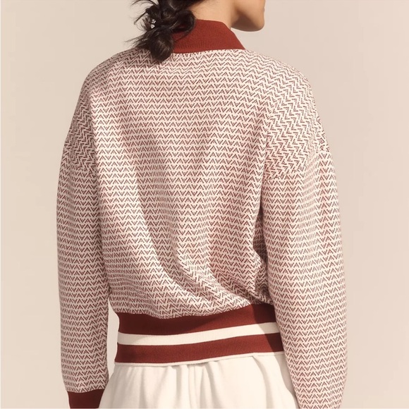 NWT Varley Red & White Walter Knit Gold double Zip Jacket Large - Picture 8 of 16